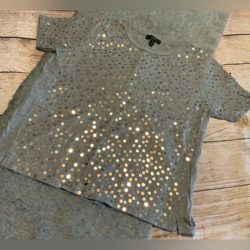 J. Crew Silver Sequin Top Size S